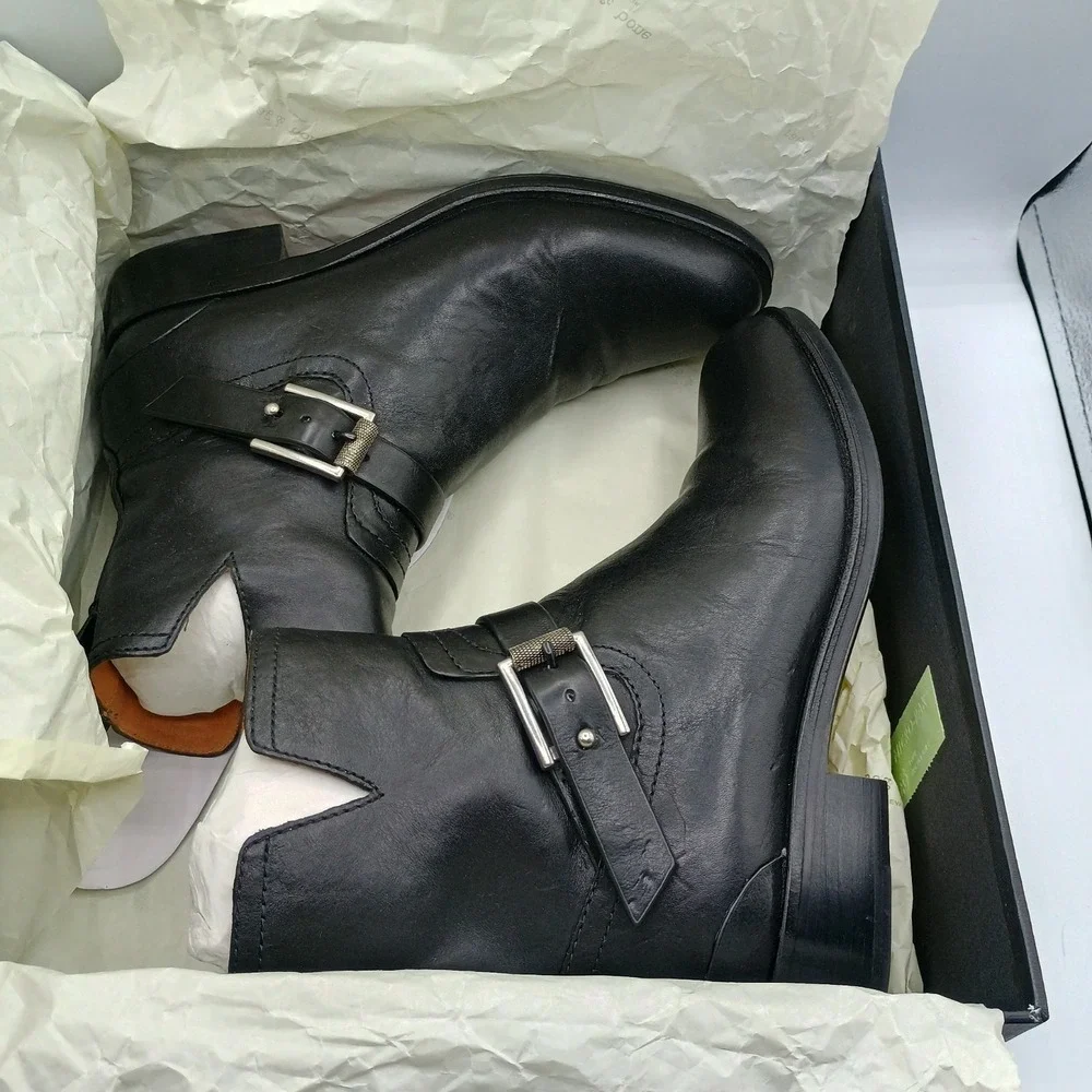 Rag & Bone Leather Black Abel Moto Zipper Buckle Boot Size 36.5. 6.5